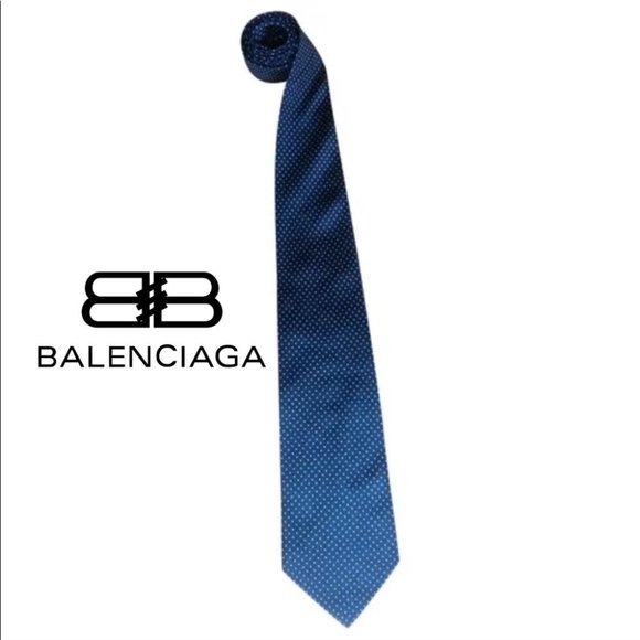 Balenciaga Other - Balenciaga Silk Dark Blue Tie with Crosshatch Design